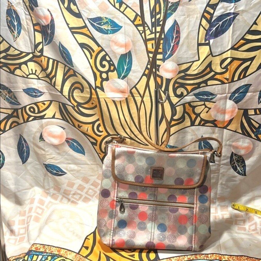 Relic Erica Flap Crossbody bag with a colorful polka dot pattern